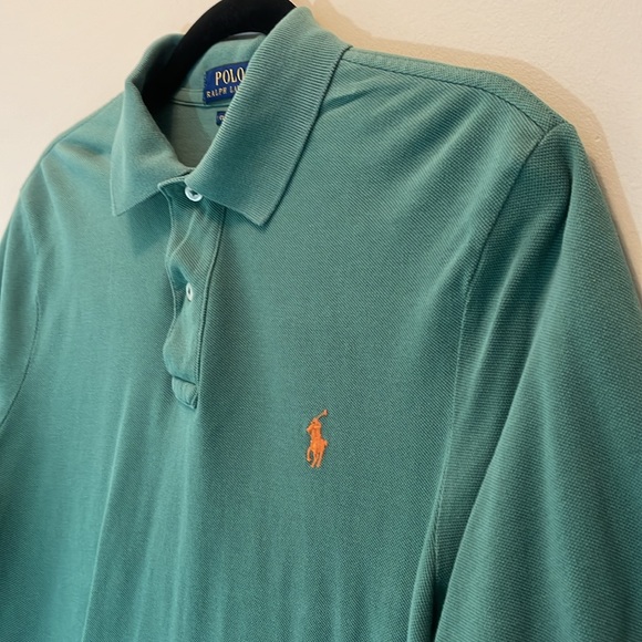 Polo by Ralph Lauren Green with Orange Pony
Classic Fit Short Sleeve
Size Small - Picture 4 of 7